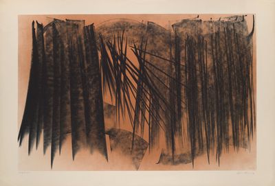 a black and white drawing of a forest with trees in the background