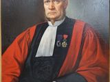 portrait of a man in a red robe and black mantler