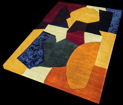 une image représentant un tapis multicolore sur fond noir