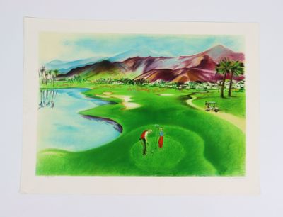 Michèle SALMON (1946). Le Green. Lithographie, signé en bas …