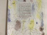 a drawing on the inside of a book with writing on it