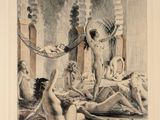 an image of a drawing of a group of naked men in a room