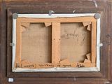 an old picture of a picture frame with writing on it
