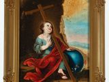 an image of a painting of a child holding a cross