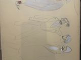 sketches of a woman in a wedding dress and a man in a tuxedo