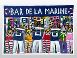 a painting of a group of people holding up a sign