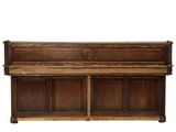 an image of a wooden bench with a clock on top of it