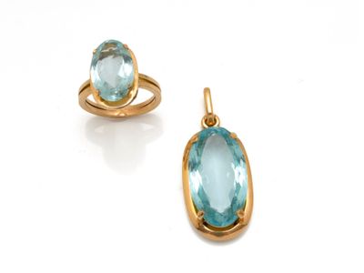 an image of a pair of gold and blue topaze earrings