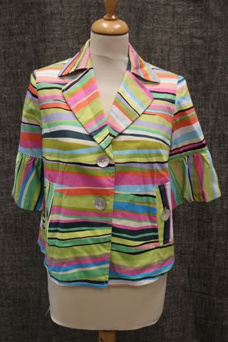 WEILL – Veste rayures multicolore, manches plissées. Taille 42 à ...