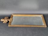 plateau en laiton orné d'un miroir et d'une petite figurine d'éléphant