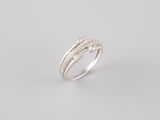 a white gold ring with diamonds on a white background