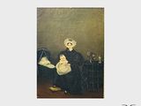 une image d'une peinture représentant une femme tenant un bébé sur ses genoux