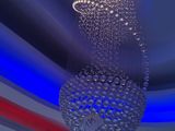a large chandelier hanging from the ceiling in a room