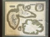 a picture of a framed map of the island of hawaii