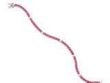 a close up of a bracelet with pink stones on a white background