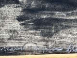 a chalk board with a drawing of a person on it