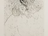 an image of a black and white drawing of a woman ' s face