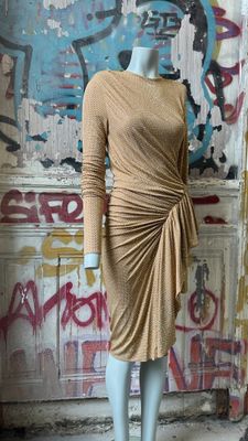 Robe Couture T.S A.VAUTHIER Cloutée Jersey stretch Gold Pièce défilé - Photo 1