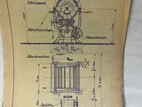 an old paper with a drawing of a machine on top of it