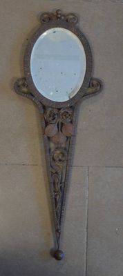 Miroir face à main art déco en fer forgé