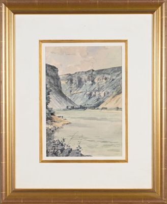 an image of a watercolor painting of a mountain scene