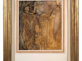 an image of a painting of a man and a woman standing in front of a tree
