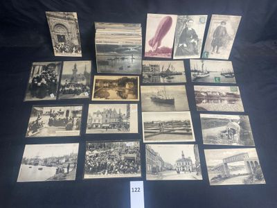 several old black and white photographs of people and buildings