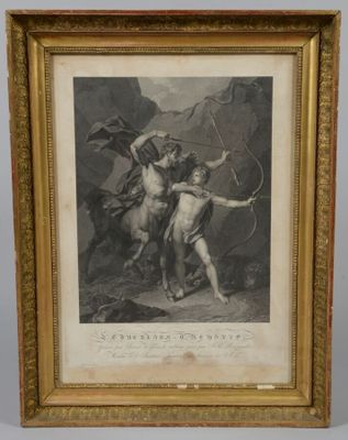 une photo encadrée représentant un tableau d'un homme tenant un arc