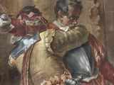 a painting of a man in armor holding a sword