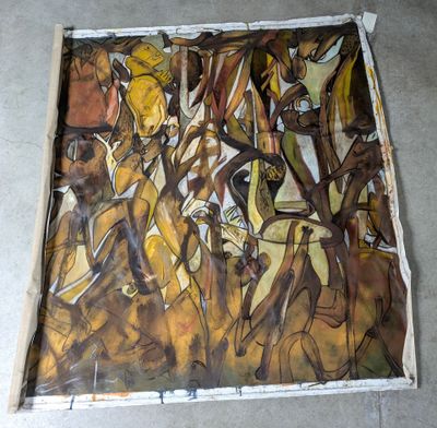 a picture of a painting on the floor of a building