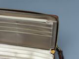 leather wallet with zippered closure and zippered closure