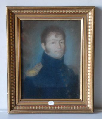 Officier du 1er Empire, pastel sous verre, école française d…