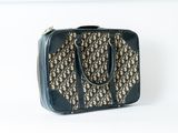vintage black and gold monogrammed suitcase with handle