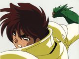 une image représentant un homme vêtu d'une veste jaune, avec un dragon vert sur le bras