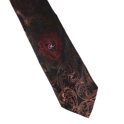 CHRISTIAN LACROIX : Cravate en soie à motif de feuilles d'ac…