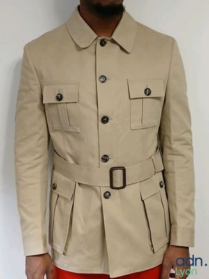 Veste beige en coton et doublure en viscose - BRISBANE MOSS …