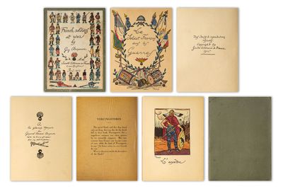 Plusieurs couvertures de livres anciens sont alignées sur une surface blanche