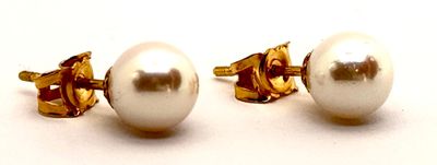 Boucles d'oreilles en or jaune 18k 750ml ornées de 2 perles …