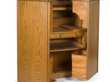 an image of a wooden cabinet with drawers and drawers