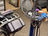 a bike that is sitting on a stand in a garage