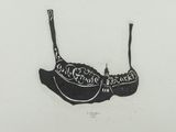 dessin d'un soutien-gorge sur lequel est écrit le mot « love »