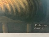 a picture of a painting of a shell on a table