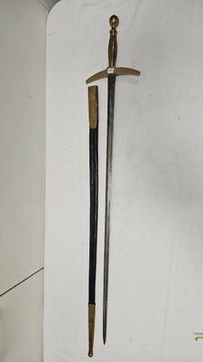 two swords that are on display on the wall