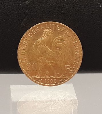 Pièce de 20 Frs or, 1908.
