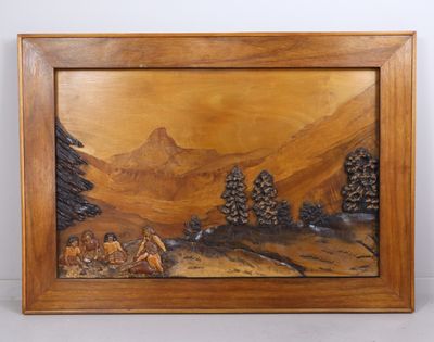 an image of a picture of a painting of a mountain scene