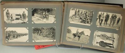 an old photo of a book with pictures of people on it