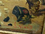 a picture of a painting of a man with a hat and boots