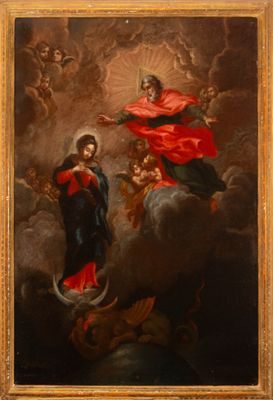Peinture à l'huile sur toile Ascension de la Vierge, école c…