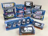 many different types of toy ambulances in the box