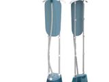 pair of blue and white urinals sitting on top of each other